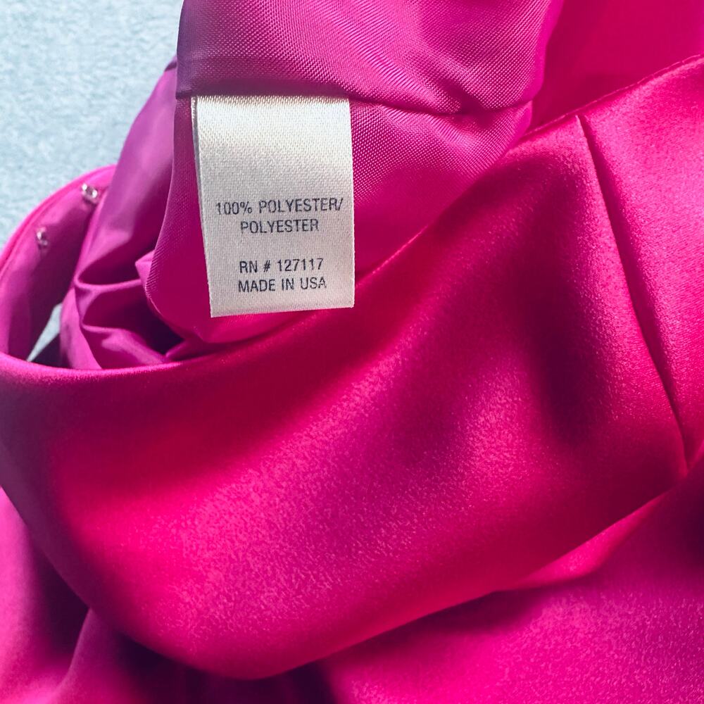 Badgley Mischka Hot Pink One Shoulder Party Dress Size 2 - Picture 7 of 8